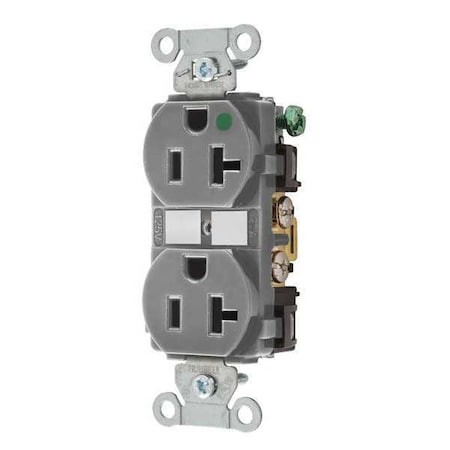 Straight Blade Receptacle, 5-20R, 20 A, 125V AC, 2 Pole, 3 Wire, Flush Mount, Grounded MPN:8300HBGRY
