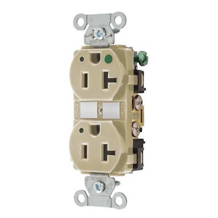 Straight Blade Receptacle, 5-20R, 20 A, 125V AC, 2 Pole, 3 Wire, Flush Mount, Grounded MPN:8300HBIL