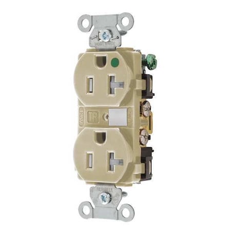 Straight Blade Receptacle, 5-20R, 20 A, 125V AC, 2 Pole, 3 Wire, Flush Mount, Grounded MPN:8300HBITR