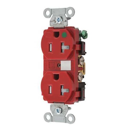 Straight Blade Receptacle, 5-20R, 20 A, 125V AC, 2 Pole, 3 Wire, Flush Mount, Grounded MPN:8300HBREDTR