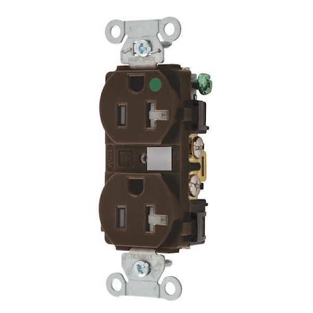 Straight Blade Receptacle, 5-20R, 20 A, 125V AC, 2 Pole, 3 Wire, Flush Mount, Grounded MPN:8300HBTR