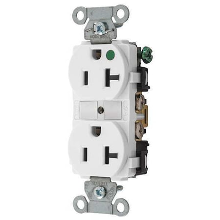 Straight Blade Receptacle, 5-20R, 20 A, 125V AC, 2 Pole, 3 Wire, Flush Mount, Grounded MPN:8300HBW