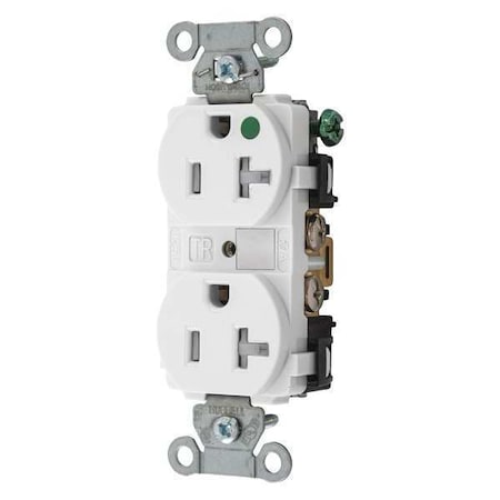 Straight Blade Receptacle, 5-20R, 20 A, 125V AC, 2 Pole, 3 Wire, Flush Mount, Grounded MPN:8300HBWTR