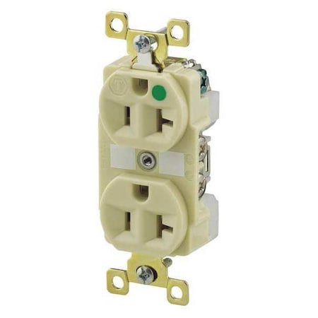 Straight Blade Receptacle, 5-20R, 20 A, 125V AC, 2 Pole, 3 Wire, Flush Mount, Grounded MPN:8300IL