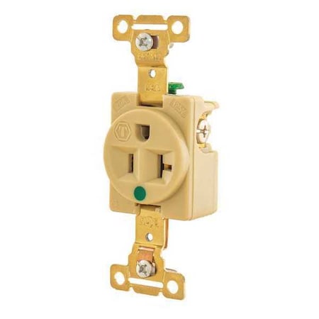 Straight Blade Receptacle, 5-20R, 20 A, 125V AC, 2 Pole, 3 Wire, Flush Mount, Grounded MPN:8310I
