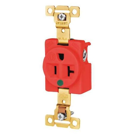 Straight Blade Receptacle, 5-20R, 20 A, 125V AC, 2 Pole, 3 Wire, Flush Mount, Grounded MPN:8310RED