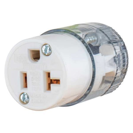 Straight Blade Connector, 5-20R, 20 A, 125V AC, 2 Pole, 3 Wire, Screw Terminals, Clear MPN:8369T