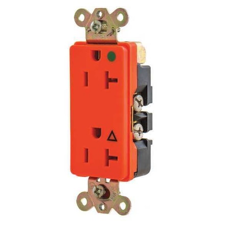 Straight Blade Receptacle, 5-20R, 20 A, 125V AC, 2 Pole, 3 Wire, Flush Mount, Isolated Ground MPN:9300IG