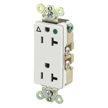 Straight Blade Receptacle, 5-20R, 20 A, 125V AC, 2 Pole, 3 Wire, Flush Mount, Isolated Ground MPN:9300IGW