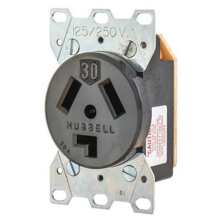 Straight Blade Receptacle, 10-30R, 30 A, 125/250V AC, 3 Pole, 3 Wire, Flush Mount, Non-Grounded MPN:9303