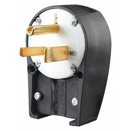 Straight Blade Plug, 6-50P, 50 A, 250V AC, 2 Pole, Screw Terminals, Grounded MPN:9650ANPB