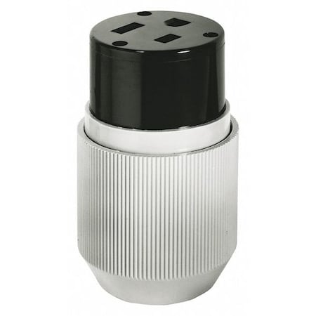 Straight Blade Connector, 6-50R, 50 A, 250V AC, 2 Pole, 3 Wire, Screw Terminals, Gray MPN:9650NC
