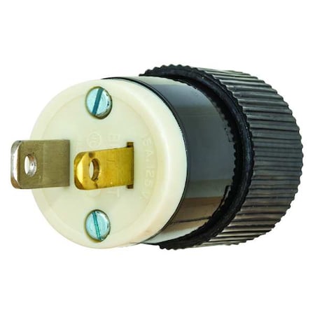 Straight Blade Plug, 1-15P, 15 A, 125V AC, 2 Pole, Screw Terminals, Non-Grounded MPN:9754NS