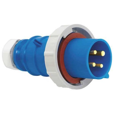 Pin & Sleeve Plug, 20 A, 250V AC, Single Phase, 2 Pole, IEC Grounding, Blue, NEMA Not Rated MPN:BRY320P6W