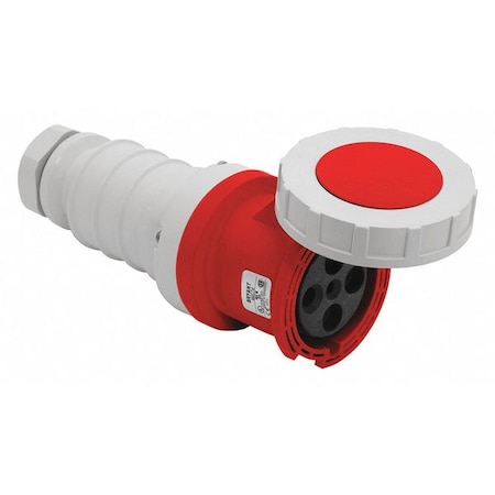Watertight Pin & Sleeve Connector, 100 A, 480V AC, Three Phase, 3 Pole, IEC Grounding, Red MPN:BRY4100C7W