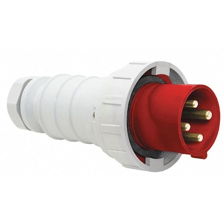 Pin & Sleeve Plug, 100 A, 480V AC, Three Phase, 3 Pole, IEC Grounding, Red, NEMA Not Rated MPN:BRY4100P7W