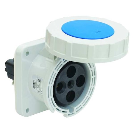 Watertight Pin & Sleeve Receptacle, 100 A, 250V AC, Three Phase, 3 Pole, IEC Grounding, Blue MPN:BRY4100R9W