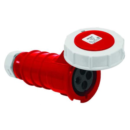 Watertight Pin & Sleeve Connector, 20 A, 480V AC, Three Phase, 3 Pole, IEC Grounding, Red MPN:BRY420C7W