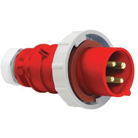 Pin & Sleeve Plug, 20 A, 480V AC, Three Phase, 3 Pole, IEC Grounding, Red, NEMA Not Rated MPN:BRY420P7W