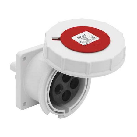 Watertight Pin & Sleeve Receptacle, 20 A, 480V AC, Three Phase, 3 Pole, IEC Grounding, Red MPN:BRY420R7W