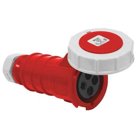 Watertight Pin & Sleeve Connector, 30 A, 480V AC, Three Phase, 3 Pole, IEC Grounding, Red MPN:BRY430C7W