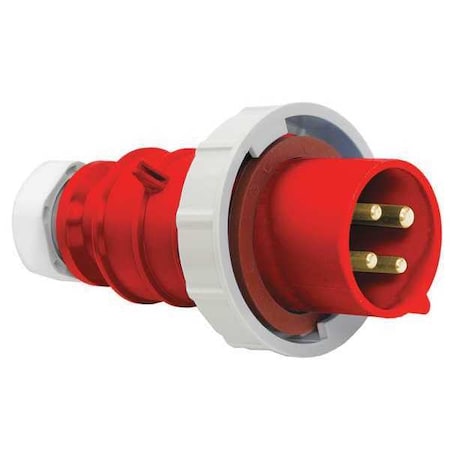 Pin & Sleeve Plug, 30 A, 480V AC, Three Phase, 3 Pole, IEC Grounding, Red, NEMA Not Rated MPN:BRY430P7W