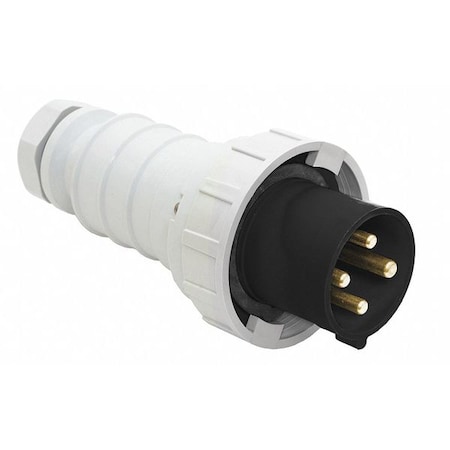 Pin & Sleeve Plug, 60 A, 600V AC, Three Phase, 3 Pole, IEC Grounding, Black, NEMA Not Rated MPN:BRY460P5W
