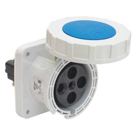 Watertight Pin & Sleeve Receptacle, 60 A, 250V AC, Three Phase, 3 Pole, IEC Grounding, Blue MPN:BRY460R9W