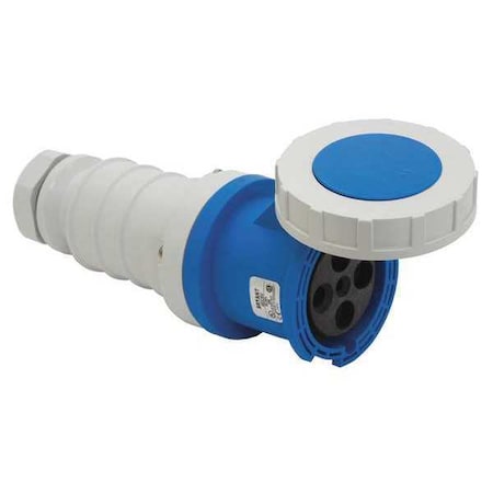 Watertight Pin & Sleeve Connector, 100 A, 120/208V AC, Three Phase, 4 Pole, IEC Grounding, Blue MPN:BRY5100C9W