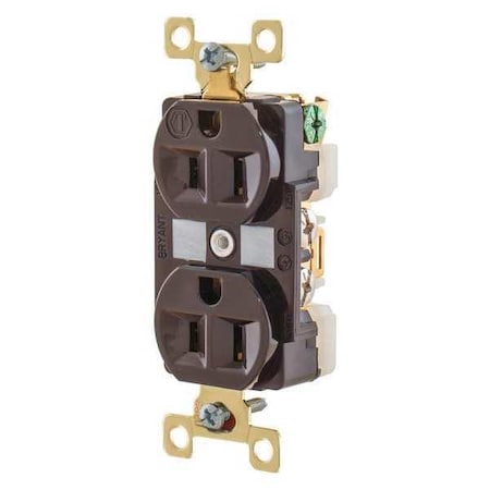 Straight Blade Receptacle, 5-15R, 15 A, 125V AC, 2 Pole, 3 Wire, Flush Mount, Grounded MPN:BRY5262