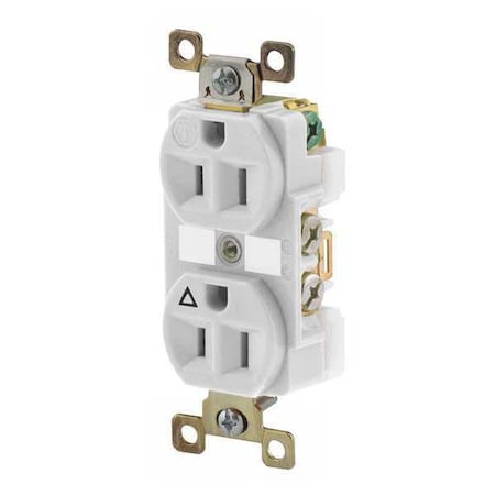 Straight Blade Receptacle, 5-15R, 15 A, 125V AC, 2 Pole, 3 Wire, Flush Mount, Isolated Ground MPN:BRY5262IGW