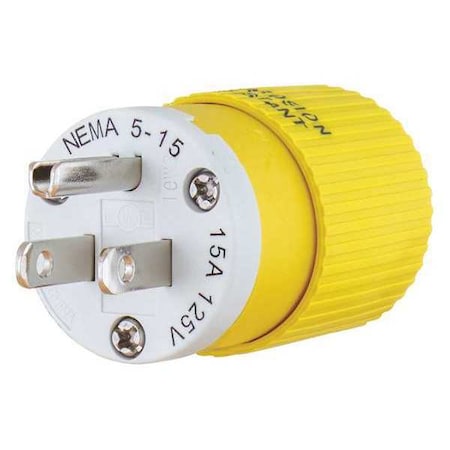 Straight Blade Plug, 5-15P, 15 A, 125V AC, 2 Pole, Screw Terminals, Grounded MPN:BRY5266NPCR