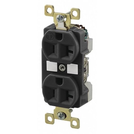 Straight Blade Receptacle, 5-20R, 20 A, 125V AC, 2 Pole, 3 Wire, Flush Mount, Grounded MPN:BRY5362BLK