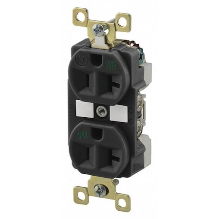 Straight Blade Receptacle, 5-20R, 20 A, 125V AC, 2 Pole, 3 Wire, Flush Mount, Grounded MPN:BRY5362BLKWR