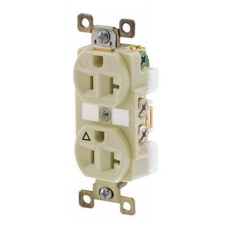 Straight Blade Receptacle, 5-20R, 20 A, 125V AC, 2 Pole, 3 Wire, Flush Mount, Isolated Ground MPN:BRY5362IGI