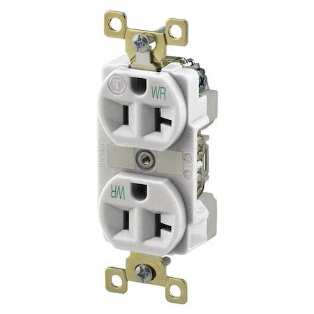 Straight Blade Receptacle, 5-20R, 20 A, 125V AC, 2 Pole, 3 Wire, Flush Mount, Grounded MPN:BRY5362WWR