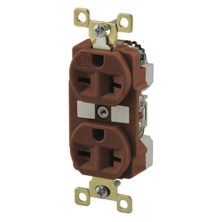 Straight Blade Receptacle, 6-20R, 20 A, 250V AC, 2 Pole, 3 Wire, Flush Mount, Grounded MPN:BRY5462