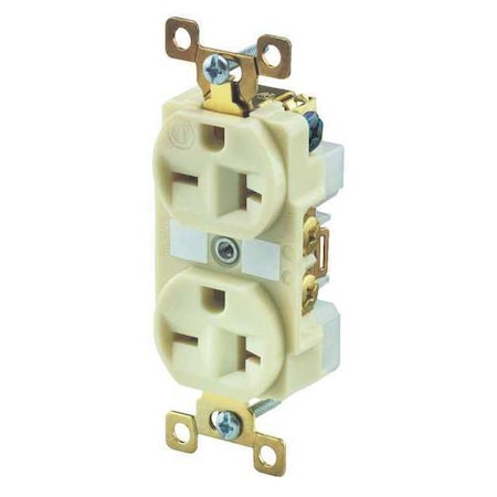 Straight Blade Receptacle, 6-20R, 20 A, 250V AC, 2 Pole, 3 Wire, Flush Mount, Grounded MPN:BRY5462I