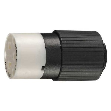 Straight Blade Connector, 6-20R, 20 A, 250V AC, 2 Pole, 3 Wire, Screw Terminals, Black, White MPN:BRY5469NC
