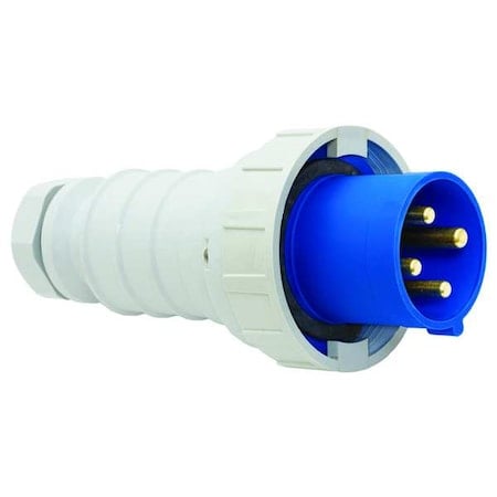 Pin & Sleeve Plug, 60 A, 120/208V AC, Three Phase, 4 Pole, IEC Grounding, Blue, NEMA Not Rated MPN:BRY560P9W