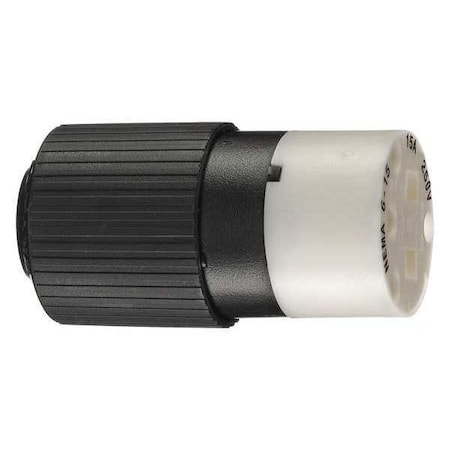 Straight Blade Connector, 6-15R, 15 A, 250V AC, 2 Pole, 3 Wire, Screw Terminals, Black, White MPN:BRY5669NC