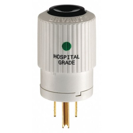 Straight Blade Plug, 5-15P, 15 A, 125V AC, 2 Pole, Screw Terminals, Grounded MPN:BRY8266NP