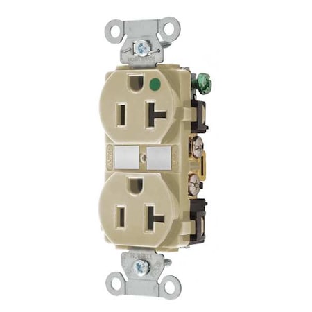 Straight Blade Receptacle, 5-20R, 20 A, 125V AC, 2 Pole, 3 Wire, Flush Mount, Grounded MPN:BRY8300HBI