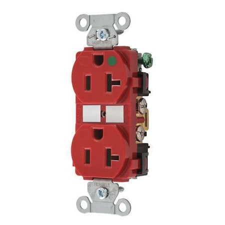 Straight Blade Receptacle, 5-20R, 20 A, 125V AC, 2 Pole, 3 Wire, Flush Mount, Grounded MPN:BRY8300HBRED