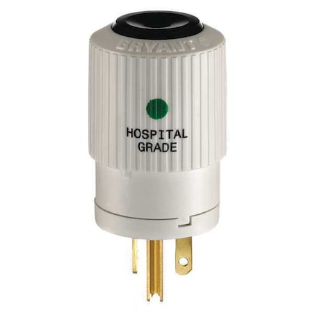 Straight Blade Plug, 5-20P, 20 A, 125V AC, 2 Pole, Screw Terminals, Grounded MPN:BRY8366NP