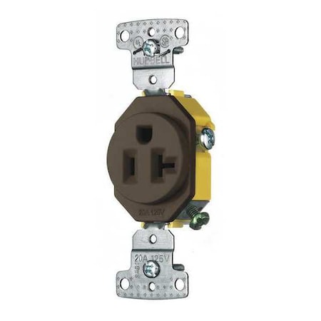 Straight Blade Receptacle, 5-20R, 20 A, 125V AC, 2 Pole, 3 Wire, Flush Mount, Grounded MPN:BRYRR201