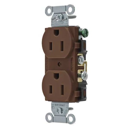 Straight Blade Receptacle, 5-15R, 15 A, 125V AC, 2 Pole, 3 Wire, Flush Mount, Grounded MPN:CBRS15