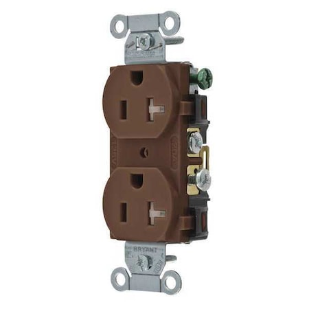 Straight Blade Receptacle, 5-20R, 20 A, 125V AC, 2 Pole, 3 Wire, Flush Mount, Grounded MPN:CBRS20WRTR