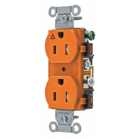 Straight Blade Receptacle, 5-15R, 15 A, 125V AC, 2 Pole, 3 Wire, Flush Mount, Isolated Ground MPN:CR15IG