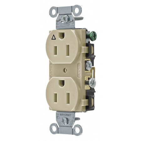 Straight Blade Receptacle, 5-15R, 15 A, 125V AC, 2 Pole, 3 Wire, Flush Mount, Isolated Ground MPN:CR15IGI